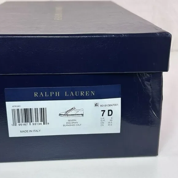 Ralph Lauren Purple Label Severn Sneaker Shoe Mens 7D BROWN Calf Leather - Picture 8 of 9